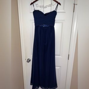 Chi chi navy blue strapless bridesmaid dress